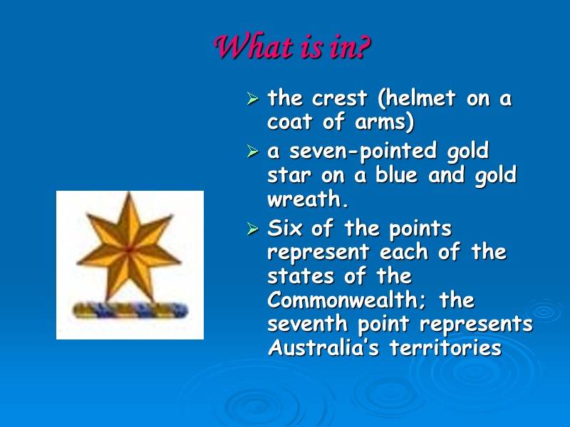 What is in? the crest (helmet on a coat of arms) a seven-pointed gold